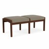 Lesro Lenox Wood 2 Seat Bench Wood Frame, Walnut, MD Farro Upholstery LW2001